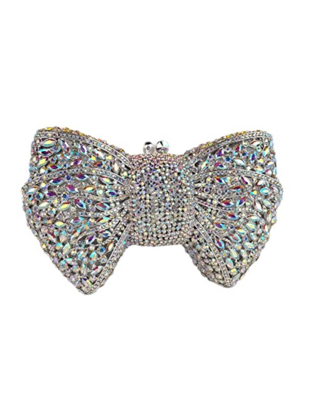 Rhinestone Crystal Clutch Evening Bag with Bowknot Faux PU Leather Lining